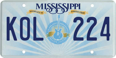 MS license plate KOL224