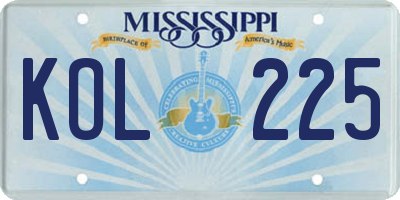 MS license plate KOL225