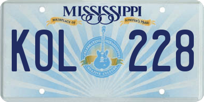MS license plate KOL228