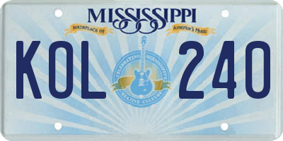 MS license plate KOL240