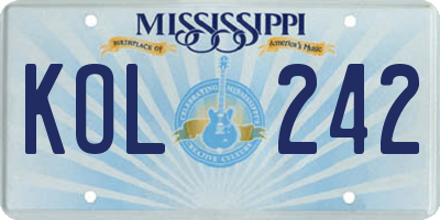 MS license plate KOL242