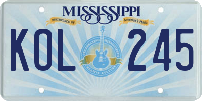 MS license plate KOL245
