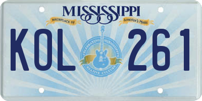 MS license plate KOL261
