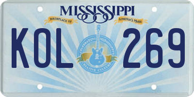 MS license plate KOL269