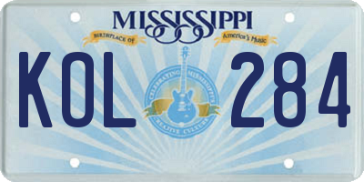MS license plate KOL284