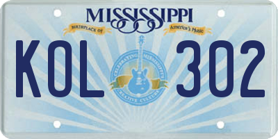 MS license plate KOL302