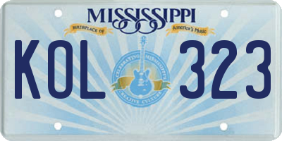 MS license plate KOL323