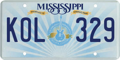 MS license plate KOL329