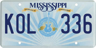 MS license plate KOL336
