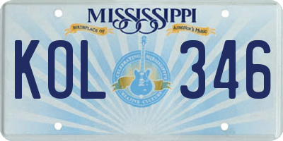MS license plate KOL346
