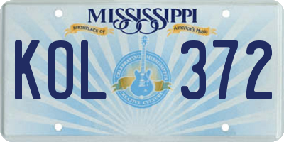 MS license plate KOL372