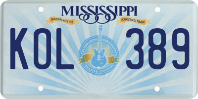 MS license plate KOL389