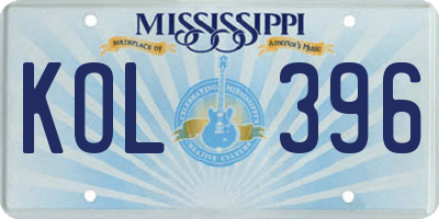 MS license plate KOL396