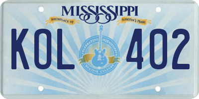 MS license plate KOL402