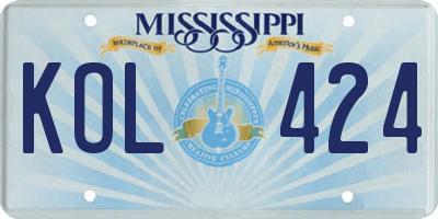 MS license plate KOL424