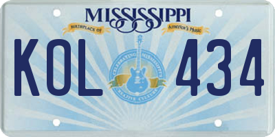 MS license plate KOL434