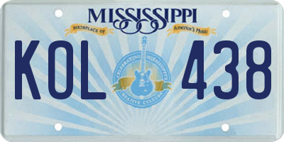 MS license plate KOL438