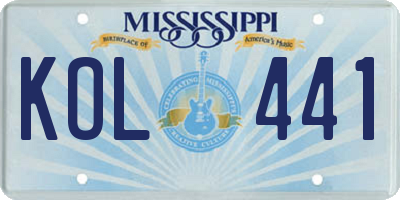 MS license plate KOL441