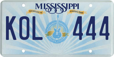 MS license plate KOL444
