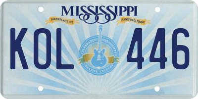 MS license plate KOL446