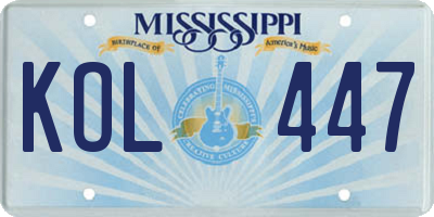 MS license plate KOL447