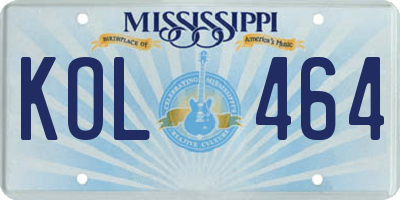 MS license plate KOL464