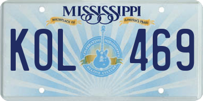 MS license plate KOL469