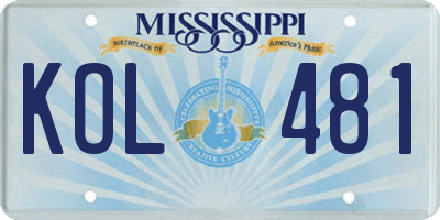 MS license plate KOL481