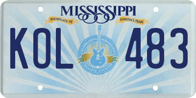 MS license plate KOL483
