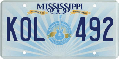 MS license plate KOL492