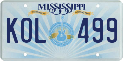 MS license plate KOL499