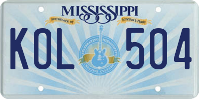 MS license plate KOL504