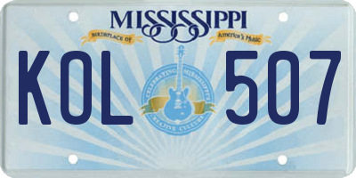 MS license plate KOL507
