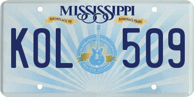 MS license plate KOL509
