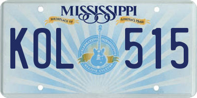 MS license plate KOL515