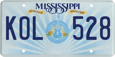 MS license plate KOL528