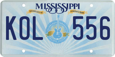 MS license plate KOL556
