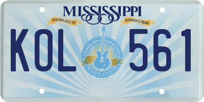 MS license plate KOL561