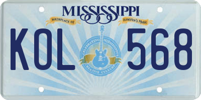 MS license plate KOL568
