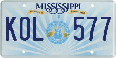 MS license plate KOL577