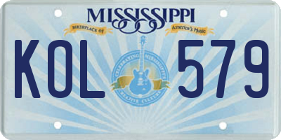 MS license plate KOL579