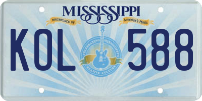 MS license plate KOL588