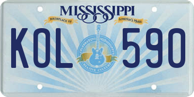 MS license plate KOL590