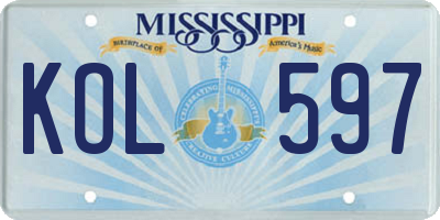 MS license plate KOL597
