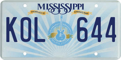 MS license plate KOL644