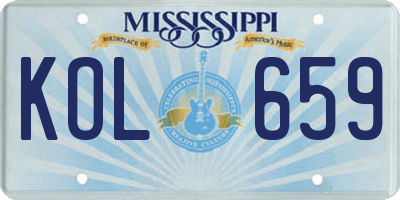MS license plate KOL659