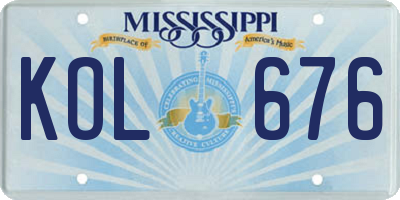 MS license plate KOL676