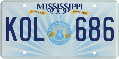 MS license plate KOL686