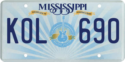MS license plate KOL690