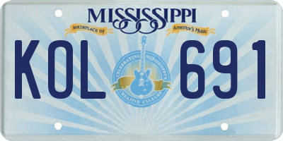 MS license plate KOL691
